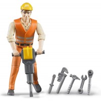 Muñeco Bruder - trabajador de la construcción con accesorios