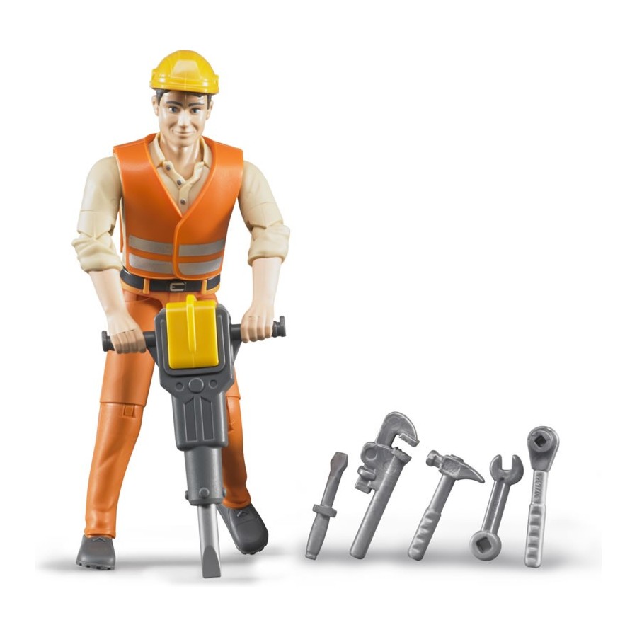 Muñeco Bruder - trabajador de la construcción con accesorios
