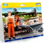 Muñeco Bruder - set operario con carretilla
